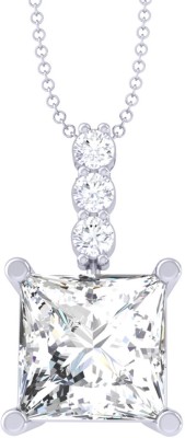 CLARA Square Princess Solitaire Pendant with Chain Gold-plated Cubic Zirconia Sterling Silver Pendant