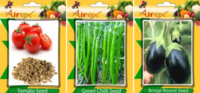 Airex Tomato, Brinjal Round and Chilli Vegetables Seed (Pack of 20 seed Tomato + 20 Brinjal Round + 20 Chilli Seed) Seed(20 per packet)