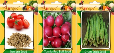 Airex Tomato, Turnip Red Ball and Drum Stick Vegetables Seed+ Humic Acid Fertilizer (For Growth of All Plant and Better Responce) 15 gm Humic Acid + Pack Of 30 Seeds Tomato + 30 Turnip Red Ball + 15 Drum Stick Seed) Seed(30 per packet)