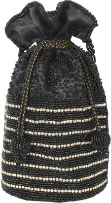 

Ahankara Handcrafted Dimonte Potli Pouch Potli(Black)