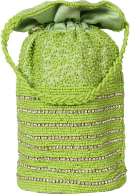 

Ahankara Handcrafted Dimonte Potli Pouch Potli(Green)