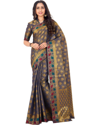 MIMOSA Embellished Kanjivaram Art Silk Saree(Dark Blue) MIMOSA Embellished Kanjivaram Art Silk Saree(Dark Blue)