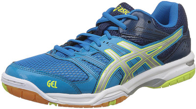 

Asics Gel Rocket 7 Non Mar Badminton Shoes For Men(Multicolor, Blue jewel;glacier grey and safety yellow