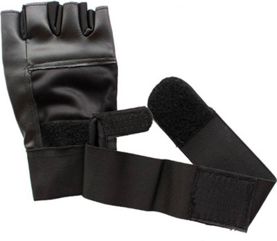 

Leosportz Long lasting Leather Gym Gloves with Wrist Support Gym & Fitness Gloves (, Black