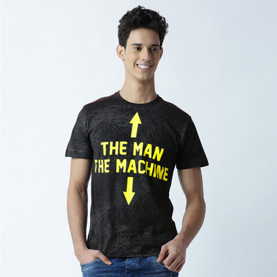 HUETRAP Graphic Print Men Round Neck Black T-Shirt