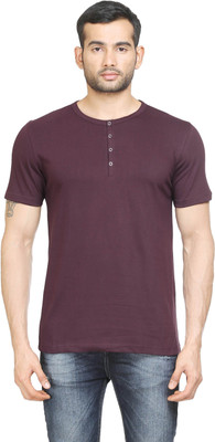 

Poshuis Solid Men's Henley Maroon T-Shirt, Dark maroon