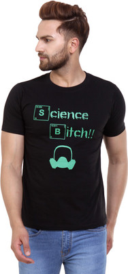 

Garbattic Printed Men's Round Neck Black T-Shirt