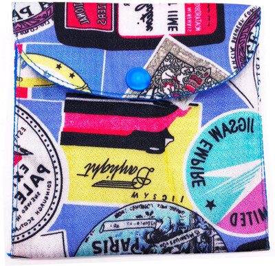 

Meher Collection Cosmetic Pouch(Blue), Blue base;blue button;blue lining;print