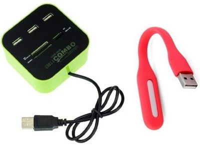 

durReey Set of Multi connectivity USB Hub with Mini Flexible USB LED Light Lamp for Laptop Computer Keyboard Reading Notebook 8E USB Hub, Led Light(Red, Green)
