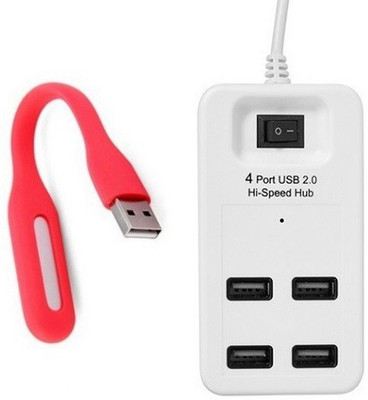 

durReey Set of Multi connectivity USB Hub with Mini Flexible USB LED Light Lamp for Laptop Computer Keyboard Reading Notebook 4E USB Hub, Led Light(Red, White)