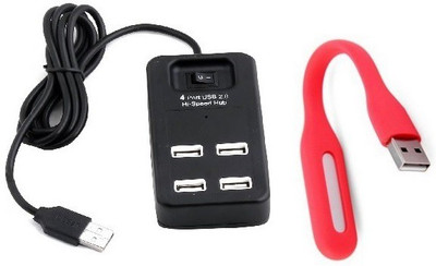 

durReey Set of Multi connectivity USB Hub with Mini Flexible USB LED Light Lamp for Laptop Computer Keyboard Reading Notebook 13E USB Hub, Led Light(Red, Black)