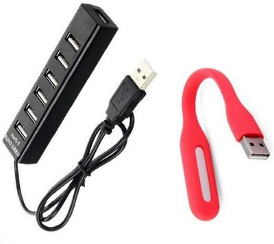 

durReey Set of Multi connectivity USB Hub with Mini Flexible USB LED Light Lamp for Laptop Computer Keyboard Reading Notebook 16E USB Hub, Led Light(Red, Black)