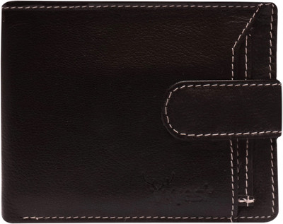

Krest Men Brown, Tan Genuine Leather Wallet(6 Card Slots), Black
