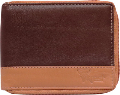 

Krest Men Brown, Tan Genuine Leather Wallet(6 Card Slots), Brown;yellw