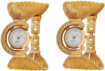 

Swadesi Stuff Diamond Studded Gold color watch combo of 2 Watch - For Women