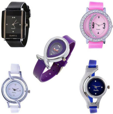 

Swadesi Stuff Multi color stylish watch combo of 5 Watch - For Women