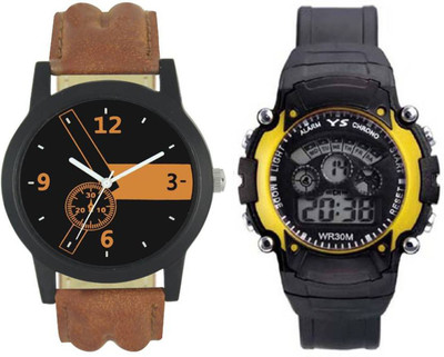 

Swadesi Stuff Premium Quality leather watch and 7 light kids watch combo of 2 Watch - For Men