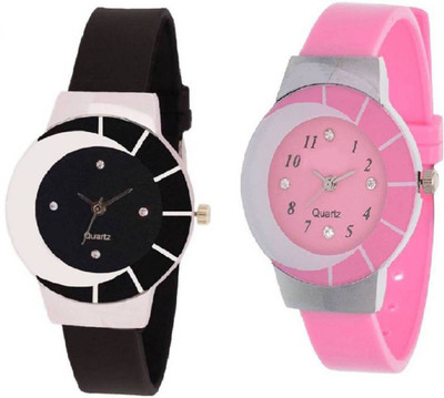 

Swadesi Stuff Cute Pink & Black Dial watch combo of 2 Watch - For Women