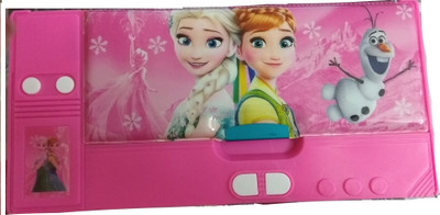 

Debina Store Frozen Elsa And Princess Anna Sisters Big Jumbo Dual Compartment Magnetic Lock Art PLASTIC Pencil Box