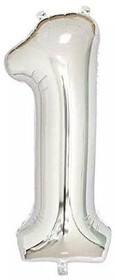 

FUNBOX Solid NUMBER BALLOON 1 Balloon(Silver, Pack of 1)