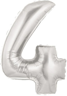 

FUNBOX Solid SILVER NUMBER BALLOON 4 Balloon(Silver, Pack of 1)