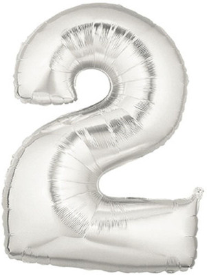 

FUNBOX Solid SILVER NUMBER BALLOON 2 Balloon(Silver, Pack of 1)