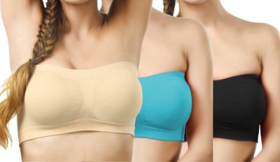 MEERA'S ERA Women Bandeau/Tube Non Padded Bra(Light Blue, Black, Beige)