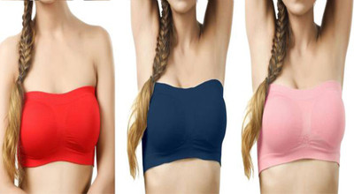 MEERA'S ERA Women Bandeau/Tube Non Padded Bra(Dark Blue, Red, Pink)