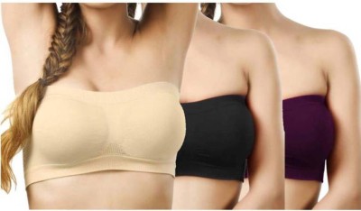 MEERA'S ERA Women Bandeau/Tube Non Padded Bra(Purple, Black, Beige)