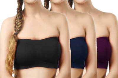 MEERA'S ERA Women Bandeau/Tube Non Padded Bra(Purple, Dark Blue, Black)