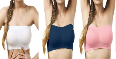 MEERA'S ERA Women Bandeau/Tube Non Padded Bra(Dark Blue, White, Pink)