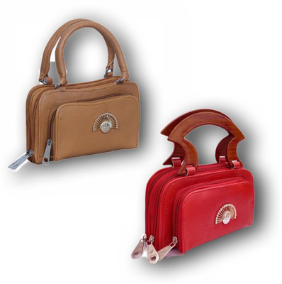 

VS-YOG Casual Brown, Red Clutch