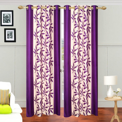 

Stella Creations 275 cm (9 ft) Polyester Long Door Curtain (Pack Of 2)(Printed, Purple)