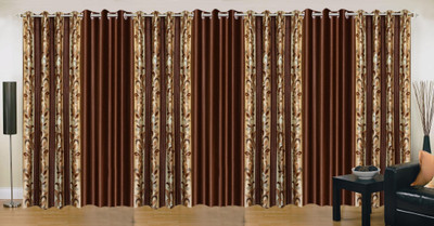 

Ville Style 275 cm (9 ft) Polyester Long Door Curtain (Pack Of 7)(Abstract, Brown)