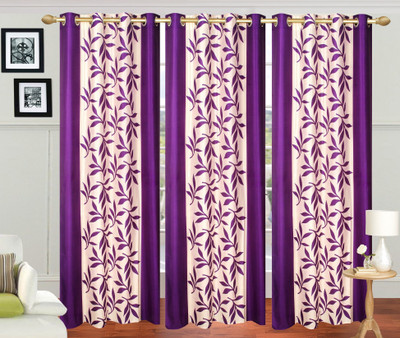

Ville Style 214 cm (7 ft) Polyester Door Curtain (Pack Of 3)(Floral, Purple)