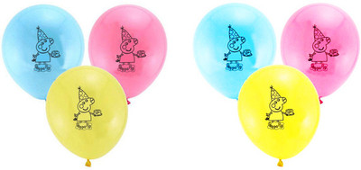 

partysanthe Multicolor Peppa Pig Printed "Happy Birthday "Balloons Birthday Balloons For Decoration/Happy birthday Ballon/Peppa pig Theme/Theme Party 10 pcs - 30 g