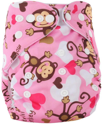 

Ole Baby Printed Cloth Diaper REUSABLE Nappy Organic Fabric Anti Bacterial Washable Free Size Adjustable WaterProof Covered 0-2 Years - M