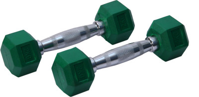 

Sportshour Hex dumbbells 4kg (2kg each) Fixed Weight Dumbbell(4 kg), Green;silver