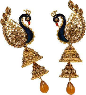 Diyofa Jewellery Bollywood Ethnic Gold Plated Semi Precious Kundan and Stone Antique Design Indian Necklace Set with Earrings for Women