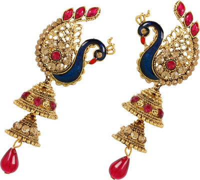 Diyofa Jewellery Bollywood Ethnic Gold Plated Semi Precious Kundan and Stone Antique Design Indian Necklace Set with Earrings for Women