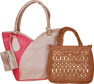 

3NG Shoulder Bag(Pink, Brown), Brown;pink
