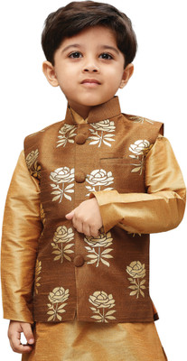 

JBN Creation Sleeveless Printed Baby Boys Jacket, Brown