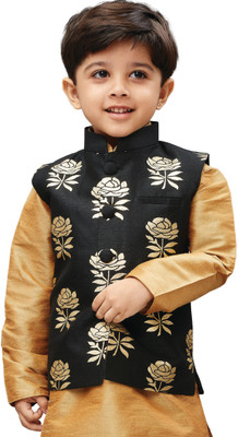 

JBN Creation Sleeveless Printed Baby Boys Jacket, Gold