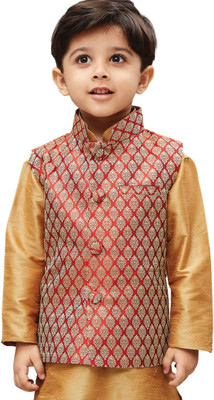 

JBN Creation Sleeveless Self Design Baby Boys Jacket, Maroon;rose gold