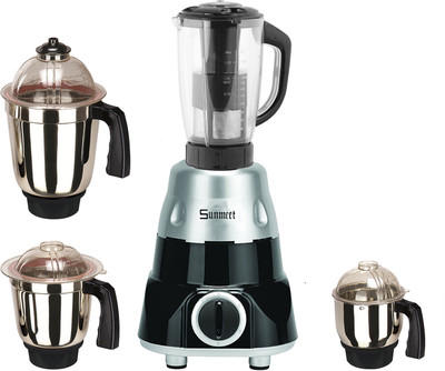 

Sunmeet MG18 MA 47 (1 Juicer Jar with filter, 1 Large Jar, 1 Medium Jar and 1 Chuntey Jar ) 600 W Juicer Mixer Grinder(Black, Silver, 4 Jars)