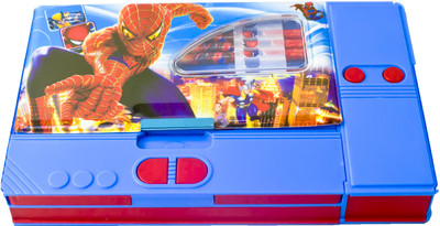

Toyvala Spiderman Spiderman Cartoon Character Printed Jumbo Button Pencil Box With Accessories Art Plastic Pencil Box(Set of 1, Blue)