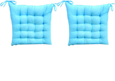 AVI Microfibre Solid Chair Pad Pack of 2(Sky Blue)