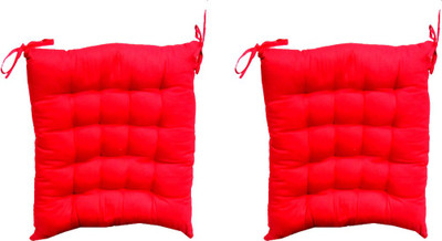 AVI Microfibre Solid Chair Pad Pack of 2(Red)