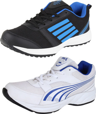 

Aero 02 Pair Combo Power Play Running Shoes For Men(White, Blue, Black, Blue, White::blue::black::rblue