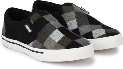 

Andrew Scott Grunge Look Lines Sole Slip On Sneakers For Men(Black